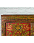 Tibetan 19th Century Cabinet with Hand-Painted Floral Décor on Red Ground-7. Asian & Chinese Furniture, Art, Antiques, Vintage Home Décor for sale at FEA Home