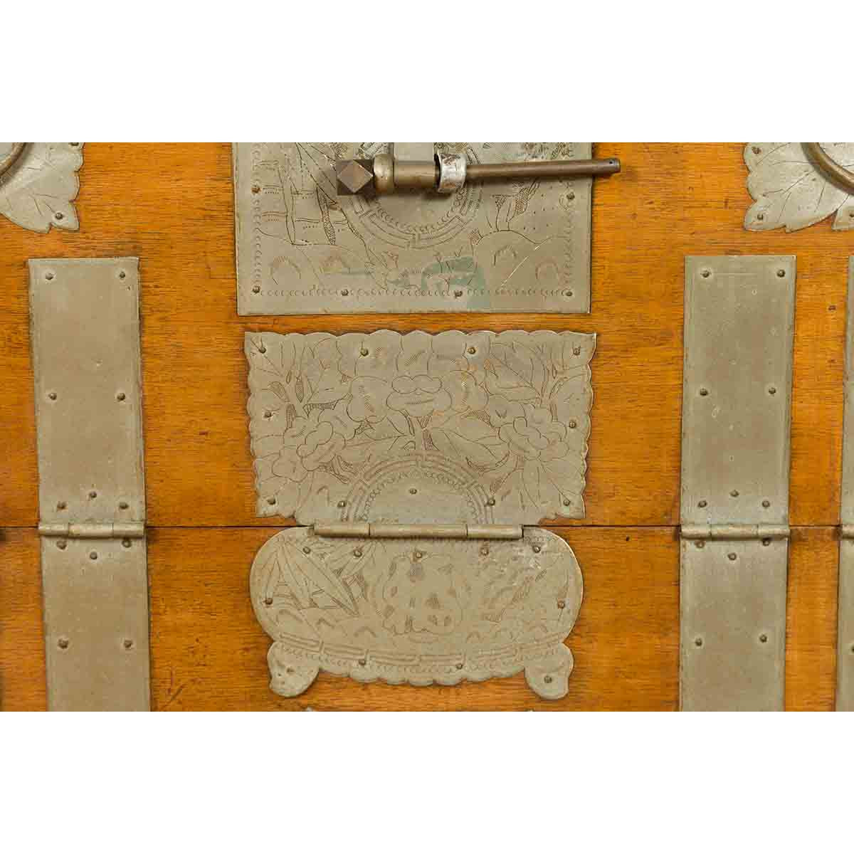 Korean Early 20th Century Storage Chest with Silver Plated Brass Hardware-12. Asian & Chinese Furniture, Art, Antiques, Vintage Home Décor for sale at FEA Home