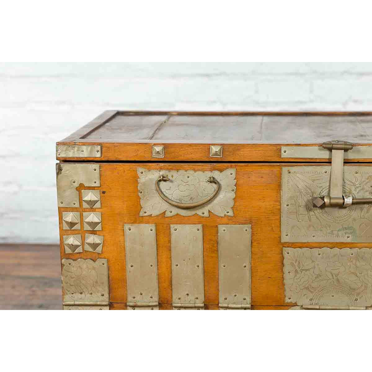Korean Early 20th Century Storage Chest with Silver Plated Brass Hardware-6. Asian & Chinese Furniture, Art, Antiques, Vintage Home Décor for sale at FEA Home