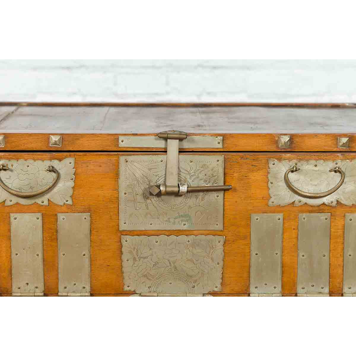 Korean Early 20th Century Storage Chest with Silver Plated Brass Hardware-7. Asian & Chinese Furniture, Art, Antiques, Vintage Home Décor for sale at FEA Home