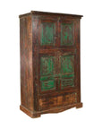 19th Century Goan Cabinet with Pairs of Double Doors and Green Painted Panels-1. Asian & Chinese Furniture, Art, Antiques, Vintage Home Décor for sale at FEA Home