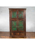 19th Century Goan Cabinet with Pairs of Double Doors and Green Painted Panels-3. Asian & Chinese Furniture, Art, Antiques, Vintage Home Décor for sale at FEA Home