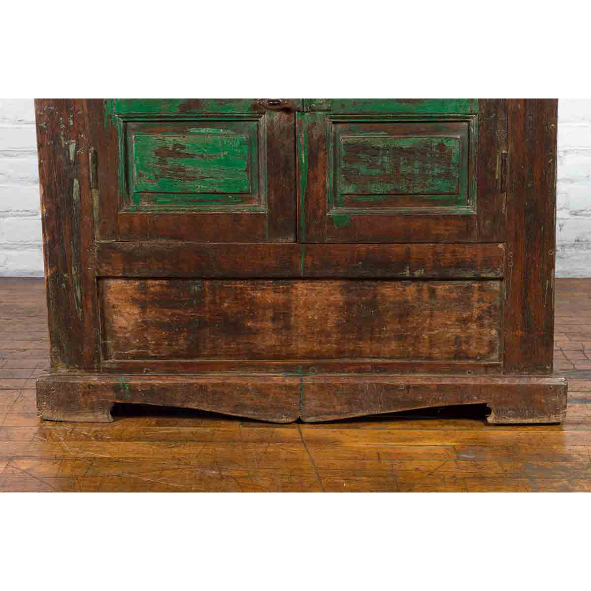 19th Century Goan Cabinet with Pairs of Double Doors and Green Painted Panels-8. Asian & Chinese Furniture, Art, Antiques, Vintage Home Décor for sale at FEA Home