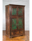 19th Century Goan Cabinet with Pairs of Double Doors and Green Painted Panels-2. Asian & Chinese Furniture, Art, Antiques, Vintage Home Décor for sale at FEA Home