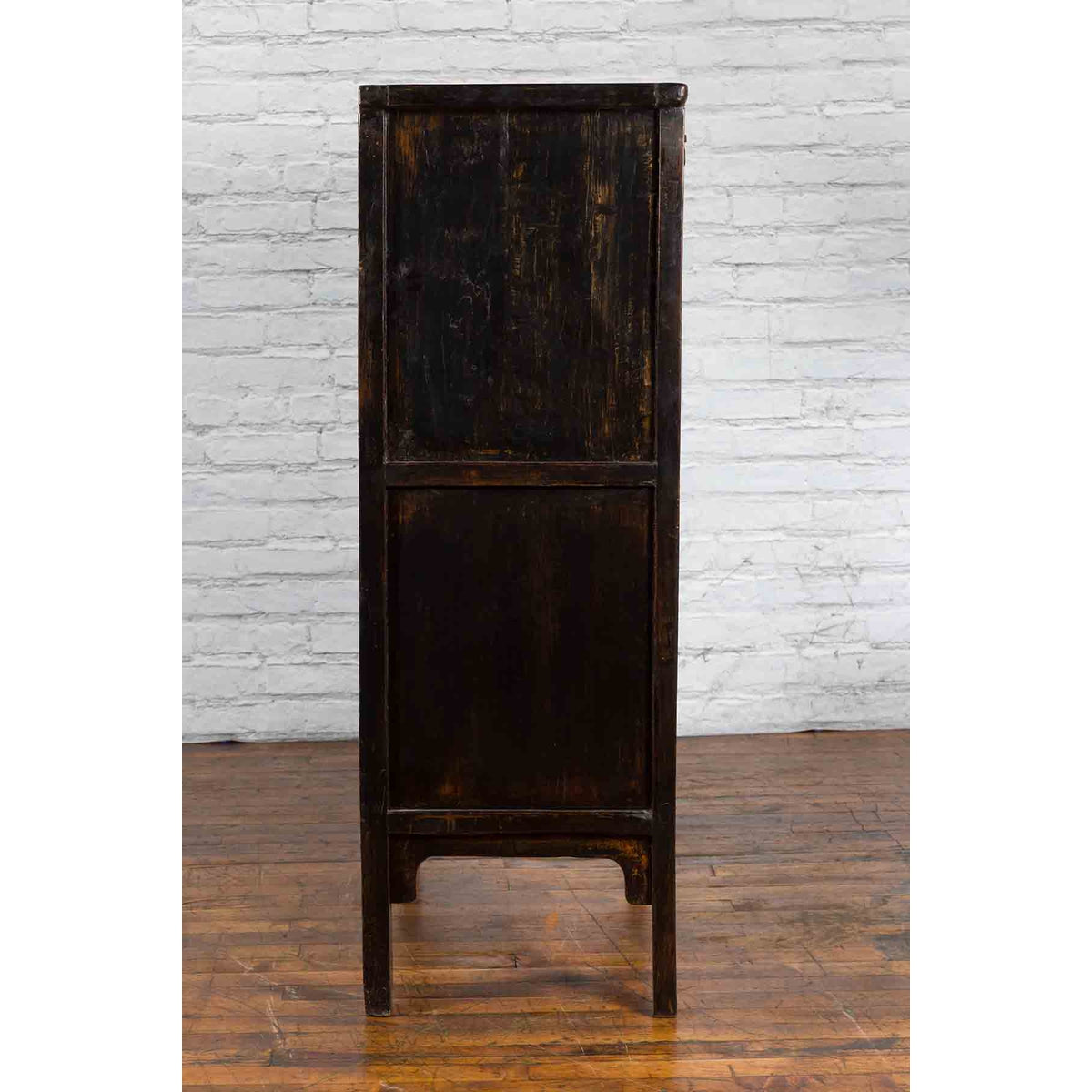Qing Dynasty 1800s Brown Lacquered Chinese Cabinet with Doors and Drawers-12. Asian & Chinese Furniture, Art, Antiques, Vintage Home Décor for sale at FEA Home