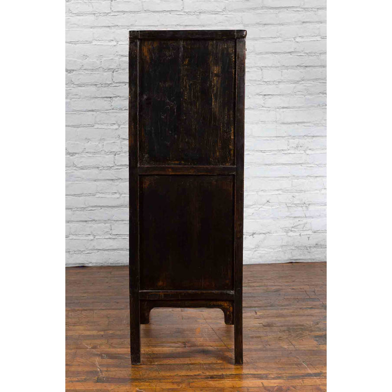 Qing Dynasty 1800s Brown Lacquered Chinese Cabinet with Doors and Drawers-YN3684-12. Asian & Chinese Furniture, Art, Antiques, Vintage Home Décor for sale at FEA Home