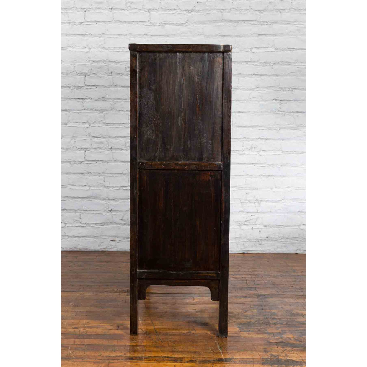 Qing Dynasty 1800s Brown Lacquered Chinese Cabinet with Doors and Drawers-14. Asian & Chinese Furniture, Art, Antiques, Vintage Home Décor for sale at FEA Home