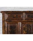 Qing Dynasty 1800s Brown Lacquered Chinese Cabinet with Doors and Drawers-16. Asian & Chinese Furniture, Art, Antiques, Vintage Home Décor for sale at FEA Home