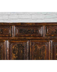 Qing Dynasty 1800s Brown Lacquered Chinese Cabinet with Doors and Drawers-18. Asian & Chinese Furniture, Art, Antiques, Vintage Home Décor for sale at FEA Home