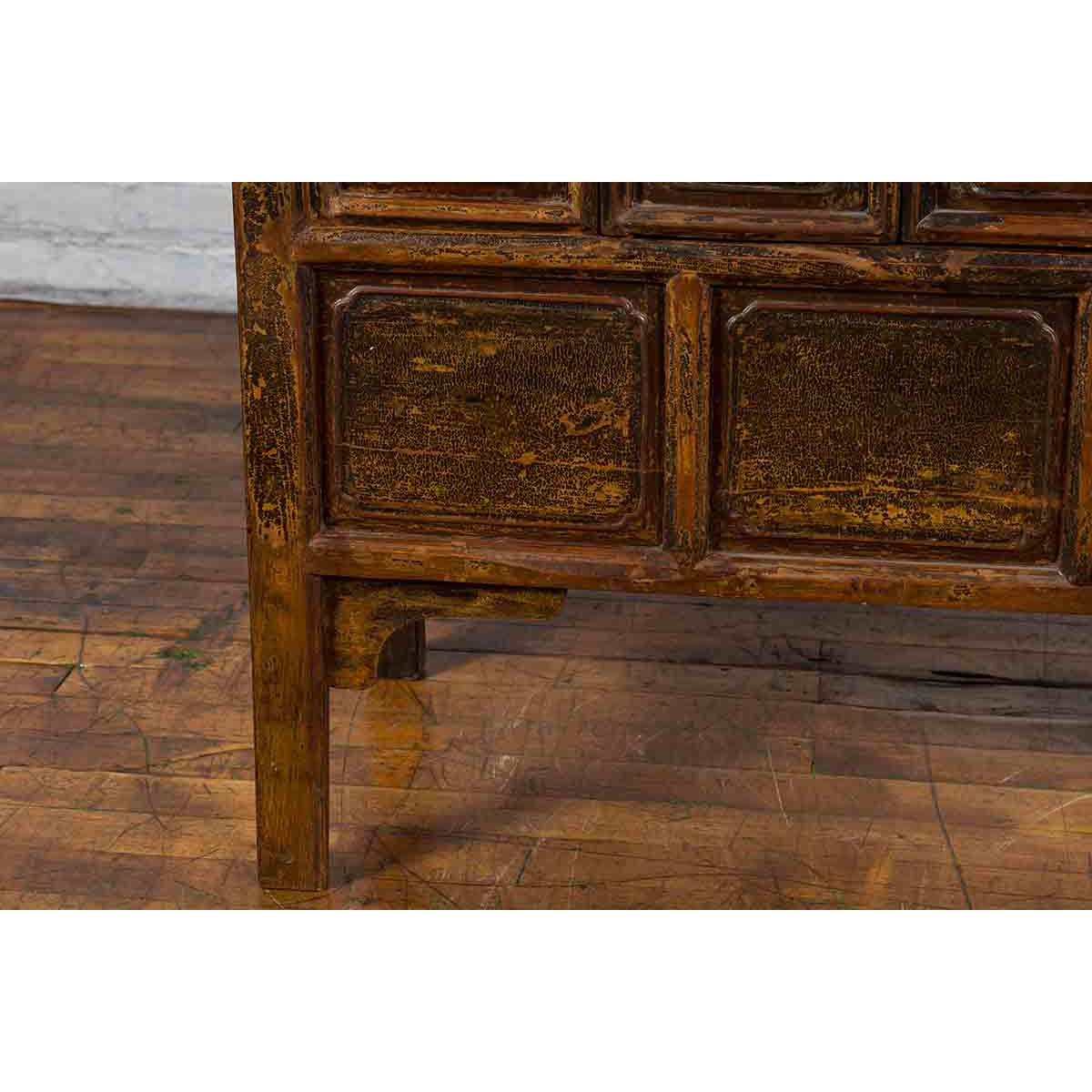 Qing Dynasty 1800s Brown Lacquered Chinese Cabinet with Doors and Drawers-19. Asian & Chinese Furniture, Art, Antiques, Vintage Home Décor for sale at FEA Home