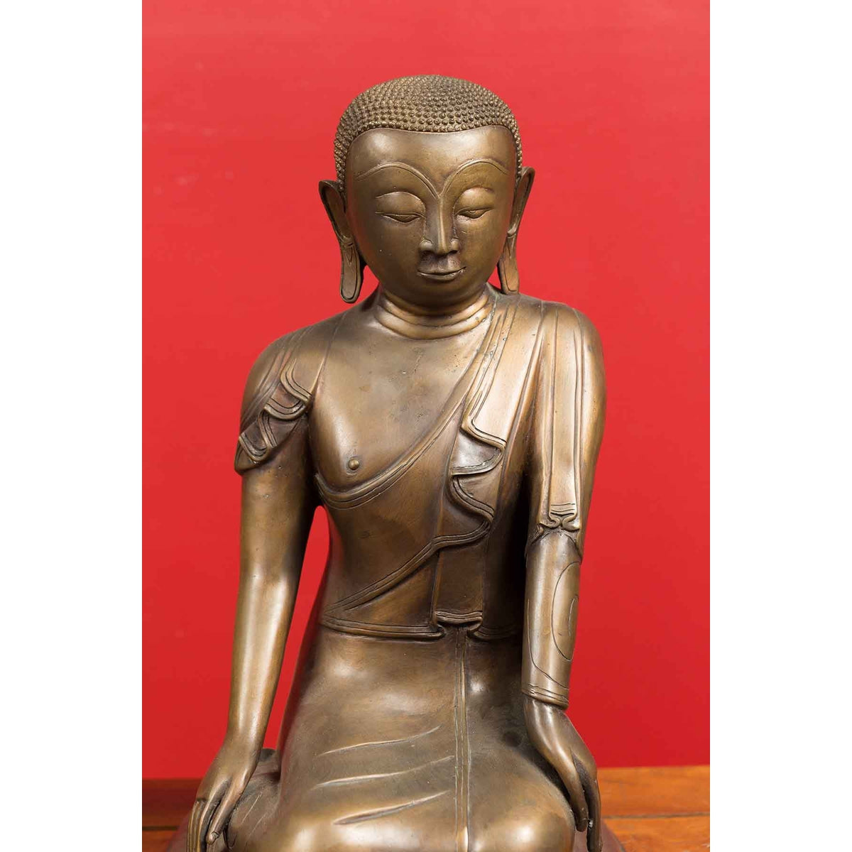 Pair of Burmese 20th Century Bronze Statues of Kneeling Buddhist Disciples-6. Asian & Chinese Furniture, Art, Antiques, Vintage Home Décor for sale at FEA Home