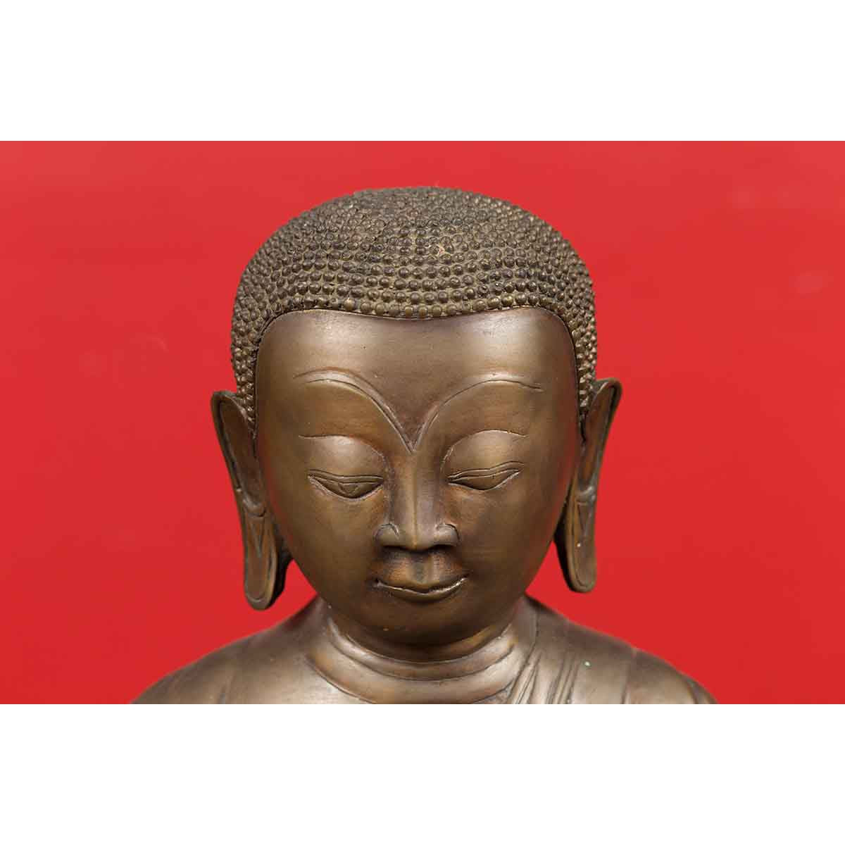 Pair of Burmese 20th Century Bronze Statues of Kneeling Buddhist Disciples-7. Asian & Chinese Furniture, Art, Antiques, Vintage Home Décor for sale at FEA Home