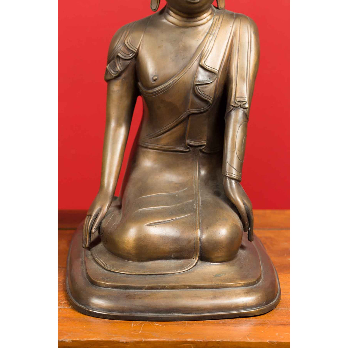 Pair of Burmese 20th Century Bronze Statues of Kneeling Buddhist Disciples-9. Asian & Chinese Furniture, Art, Antiques, Vintage Home Décor for sale at FEA Home