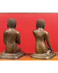 Pair of Burmese 20th Century Bronze Statues of Kneeling Buddhist Disciples-13. Asian & Chinese Furniture, Art, Antiques, Vintage Home Décor for sale at FEA Home