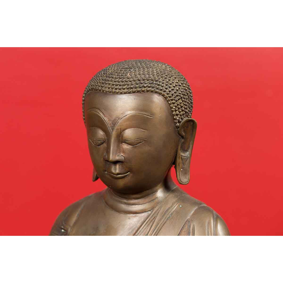 Pair of Burmese 20th Century Bronze Statues of Kneeling Buddhist Disciples-17. Asian & Chinese Furniture, Art, Antiques, Vintage Home Décor for sale at FEA Home