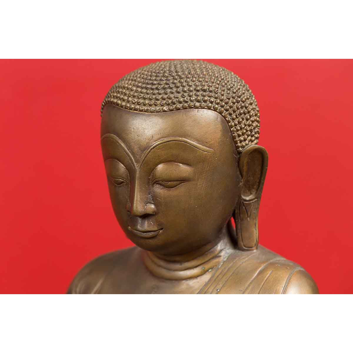 Pair of Burmese 20th Century Bronze Statues of Kneeling Buddhist Disciples-18. Asian & Chinese Furniture, Art, Antiques, Vintage Home Décor for sale at FEA Home