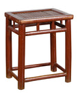 Chinese Rustic Early 20th Century Reddish Brown Lacquered Stool with Bamboo Seat-1. Asian & Chinese Furniture, Art, Antiques, Vintage Home Décor for sale at FEA Home