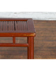 Chinese Rustic Early 20th Century Reddish Brown Lacquered Stool with Bamboo Seat-10. Asian & Chinese Furniture, Art, Antiques, Vintage Home Décor for sale at FEA Home