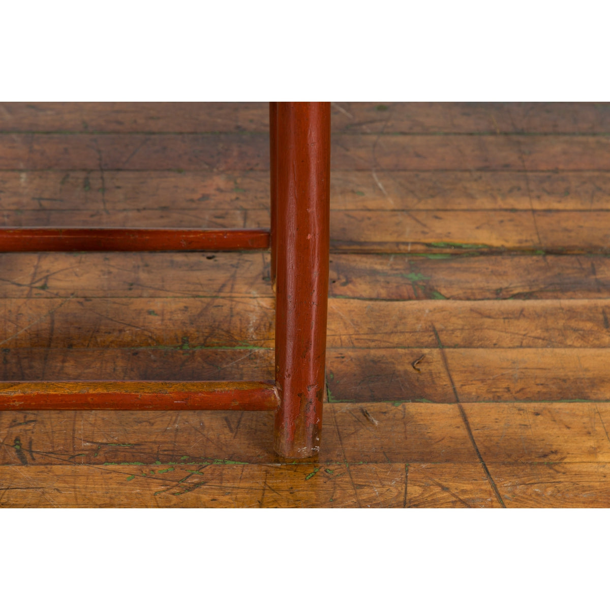 Chinese Rustic Early 20th Century Reddish Brown Lacquered Stool with Bamboo Seat-11. Asian & Chinese Furniture, Art, Antiques, Vintage Home Décor for sale at FEA Home
