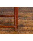 Chinese Rustic Early 20th Century Reddish Brown Lacquered Stool with Bamboo Seat-11. Asian & Chinese Furniture, Art, Antiques, Vintage Home Décor for sale at FEA Home