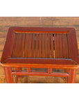 Chinese Rustic Early 20th Century Reddish Brown Lacquered Stool with Bamboo Seat-5. Asian & Chinese Furniture, Art, Antiques, Vintage Home Décor for sale at FEA Home
