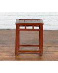 Chinese Rustic Early 20th Century Reddish Brown Lacquered Stool with Bamboo Seat-7. Asian & Chinese Furniture, Art, Antiques, Vintage Home Décor for sale at FEA Home
