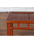 Chinese Rustic Early 20th Century Reddish Brown Lacquered Stool with Bamboo Seat-9. Asian & Chinese Furniture, Art, Antiques, Vintage Home Décor for sale at FEA Home