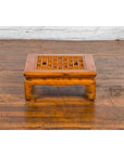 Chinese Vintage Ming Dynasty Style Elmwood Low Prayer Table with Fretwork Top-9. Asian & Chinese Furniture, Art, Antiques, Vintage Home Décor for sale at FEA Home