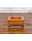 Chinese Vintage Ming Dynasty Style Elmwood Low Prayer Table with Fretwork Top-11. Asian & Chinese Furniture, Art, Antiques, Vintage Home Décor for sale at FEA Home