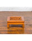 Chinese Vintage Ming Dynasty Style Elmwood Low Prayer Table with Fretwork Top-12. Asian & Chinese Furniture, Art, Antiques, Vintage Home Décor for sale at FEA Home