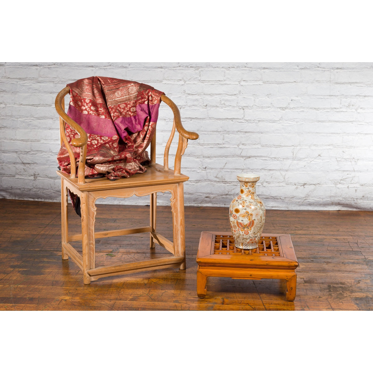 Chinese Vintage Ming Dynasty Style Elmwood Low Prayer Table with Fretwork Top-3. Asian & Chinese Furniture, Art, Antiques, Vintage Home Décor for sale at FEA Home