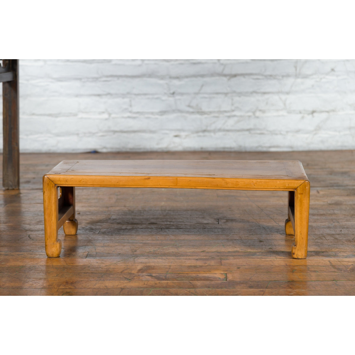 Vintage Chinese Low Kang Table with Horse Hoof Feet and Pierced Sides-11. Asian & Chinese Furniture, Art, Antiques, Vintage Home Décor for sale at FEA Home