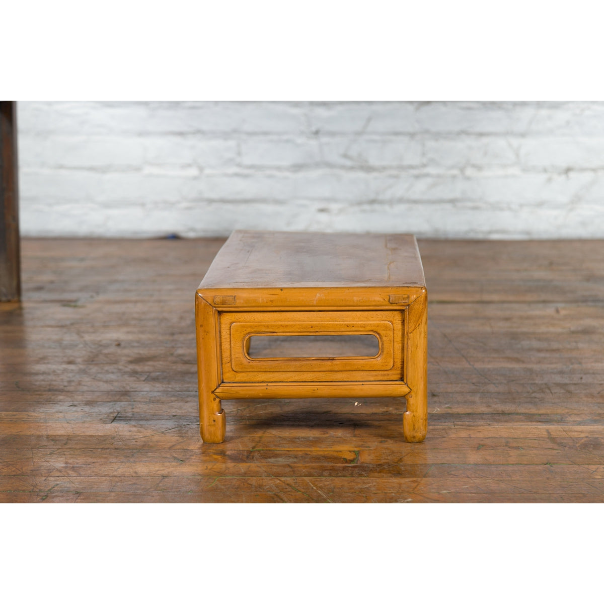Vintage Chinese Low Kang Table with Horse Hoof Feet and Pierced Sides-12. Asian & Chinese Furniture, Art, Antiques, Vintage Home Décor for sale at FEA Home