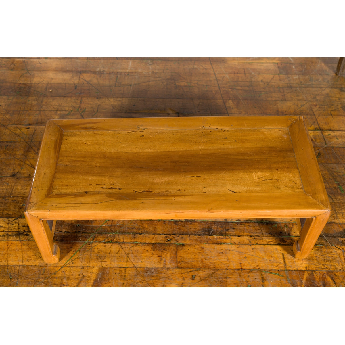 Vintage Chinese Low Kang Table with Horse Hoof Feet and Pierced Sides-5. Asian & Chinese Furniture, Art, Antiques, Vintage Home Décor for sale at FEA Home