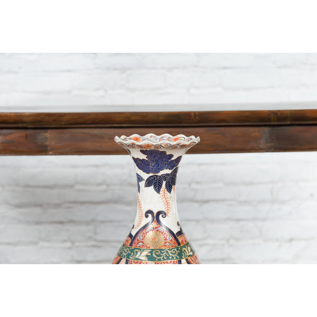 Chinese Arita Style Orange, Blue and Green Vase with Ladies in Landscapes-5. Asian & Chinese Furniture, Art, Antiques, Vintage Home Décor for sale at FEA Home