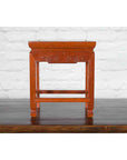 Chinese Vintage Small Stool with Scroll-Carved Apron and Side Stretchers-11. Asian & Chinese Furniture, Art, Antiques, Vintage Home Décor for sale at FEA Home