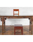 Chinese Vintage Small Stool with Scroll-Carved Apron and Side Stretchers-4. Asian & Chinese Furniture, Art, Antiques, Vintage Home Décor for sale at FEA Home