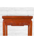 Chinese Vintage Small Stool with Scroll-Carved Apron and Side Stretchers-6. Asian & Chinese Furniture, Art, Antiques, Vintage Home Décor for sale at FEA Home