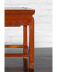 Chinese Vintage Small Stool with Scroll-Carved Apron and Side Stretchers-9. Asian & Chinese Furniture, Art, Antiques, Vintage Home Décor for sale at FEA Home