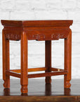 Chinese Vintage Small Stool with Scroll-Carved Apron and Side Stretchers-2. Asian & Chinese Furniture, Art, Antiques, Vintage Home Décor for sale at FEA Home
