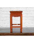 Chinese Vintage Small Stool with Scroll-Carved Apron and Side Stretchers-10. Asian & Chinese Furniture, Art, Antiques, Vintage Home Décor for sale at FEA Home