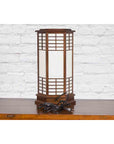 Japanese Vintage Hexagonal Two-Lights Table Lamp with Rice Paper Panels, Wired-11. Asian & Chinese Furniture, Art, Antiques, Vintage Home Décor for sale at FEA Home