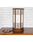 Japanese Vintage Hexagonal Two-Lights Table Lamp with Rice Paper Panels, Wired-9. Asian & Chinese Furniture, Art, Antiques, Vintage Home Décor for sale at FEA Home