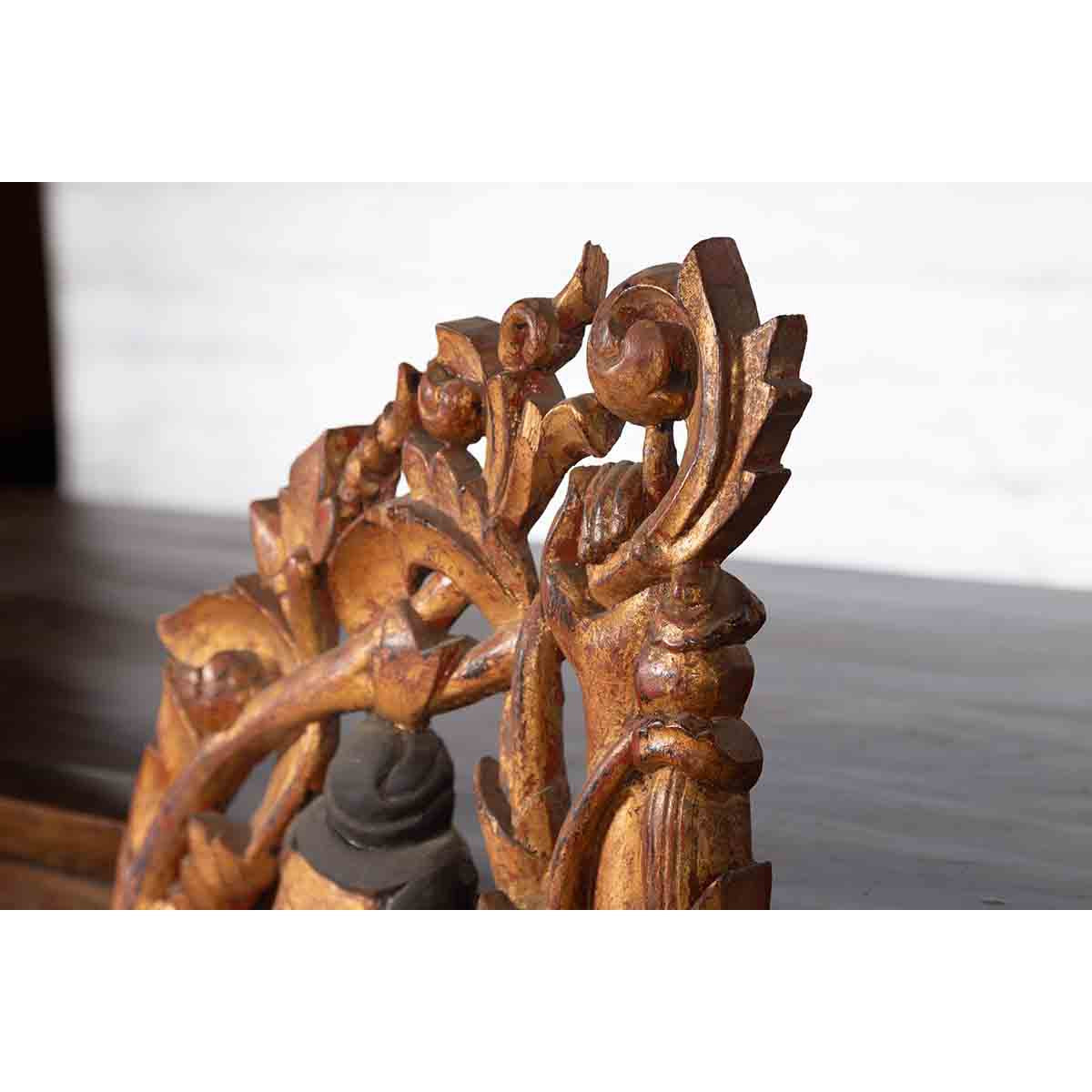 19th Century Burmese Carved Giltwood Fragment Depicting a Dancer with Foliage-12. Asian & Chinese Furniture, Art, Antiques, Vintage Home Décor for sale at FEA Home
