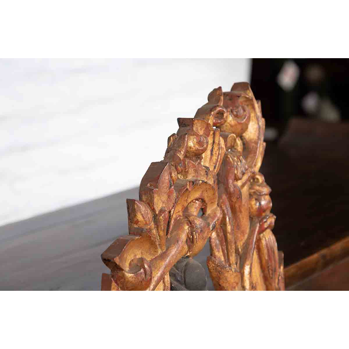 19th Century Burmese Carved Giltwood Fragment Depicting a Dancer with Foliage-11. Asian & Chinese Furniture, Art, Antiques, Vintage Home Décor for sale at FEA Home
