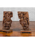 Pair of Chinese 19th Century Hand Carved Wooden Temple Corbels with Warriors-11. Asian & Chinese Furniture, Art, Antiques, Vintage Home Décor for sale at FEA Home