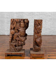 Pair of Chinese 19th Century Hand Carved Wooden Temple Corbels with Warriors-13. Asian & Chinese Furniture, Art, Antiques, Vintage Home Décor for sale at FEA Home