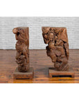 Pair of Chinese 19th Century Hand Carved Wooden Temple Corbels with Warriors-16. Asian & Chinese Furniture, Art, Antiques, Vintage Home Décor for sale at FEA Home