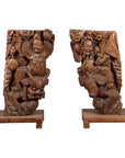 Pair of Chinese 19th Century Hand Carved Wooden Temple Corbels with Warriors-1. Asian & Chinese Furniture, Art, Antiques, Vintage Home Décor for sale at FEA Home