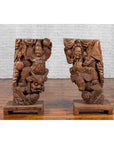 Pair of Chinese 19th Century Hand Carved Wooden Temple Corbels with Warriors-2. Asian & Chinese Furniture, Art, Antiques, Vintage Home Décor for sale at FEA Home